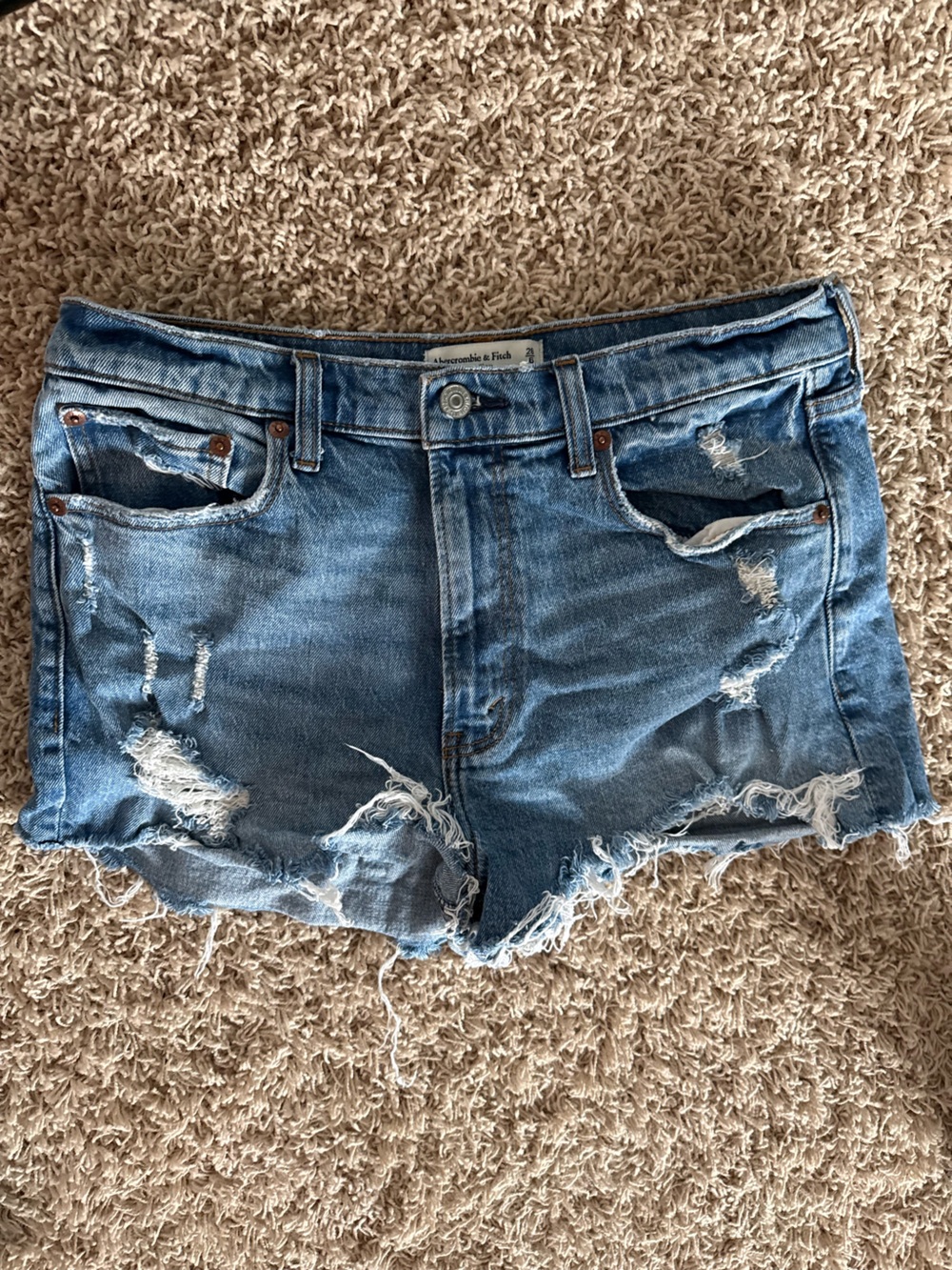 Abercrombie & Fitch Distressed Blue Denim Shorts